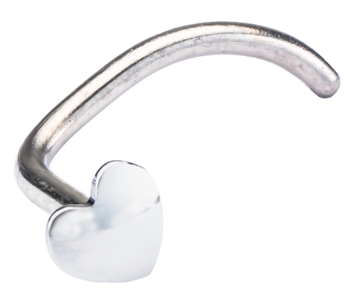 Blomdahl Silver Titanium Nose Heart 3mm Right Side