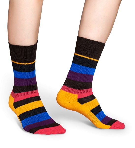 Happy Socks Athletic Stripe Gul Lila 36-40