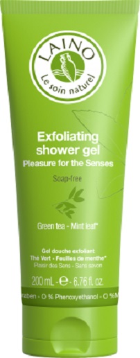 Laino Exfoliating Shower Gel Pleasure For The Senses Green Tea And Mint Leaf 200ml