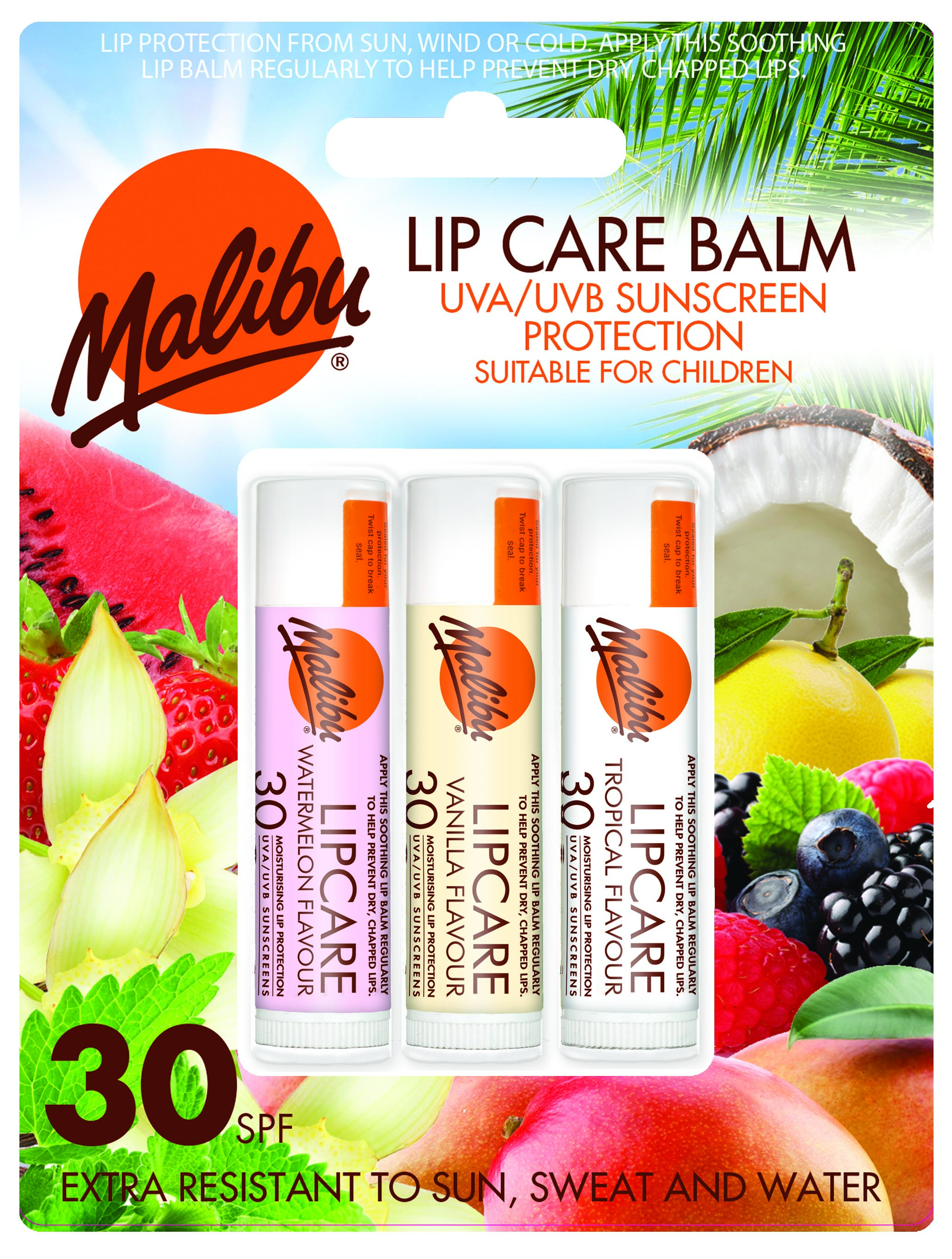 Malibu Lipcare SPF30 3-pack 3x4g
