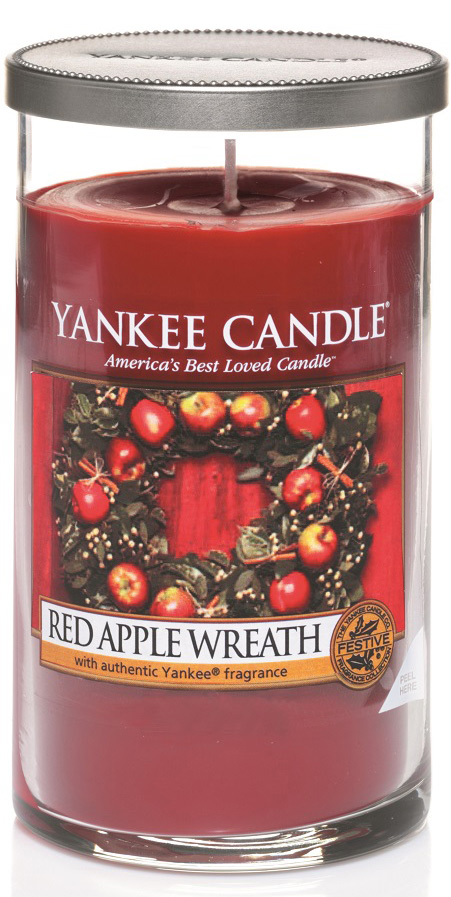 Yankee Candle Glass Pillar Red Apple Wreath Medium