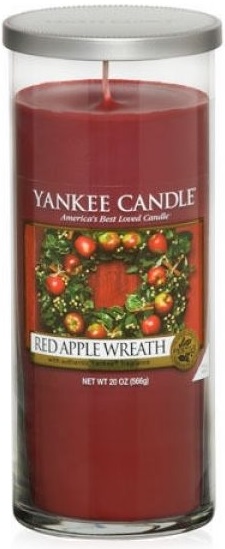 Yankee Candle Glass Pillar Red Apple Wreath Large