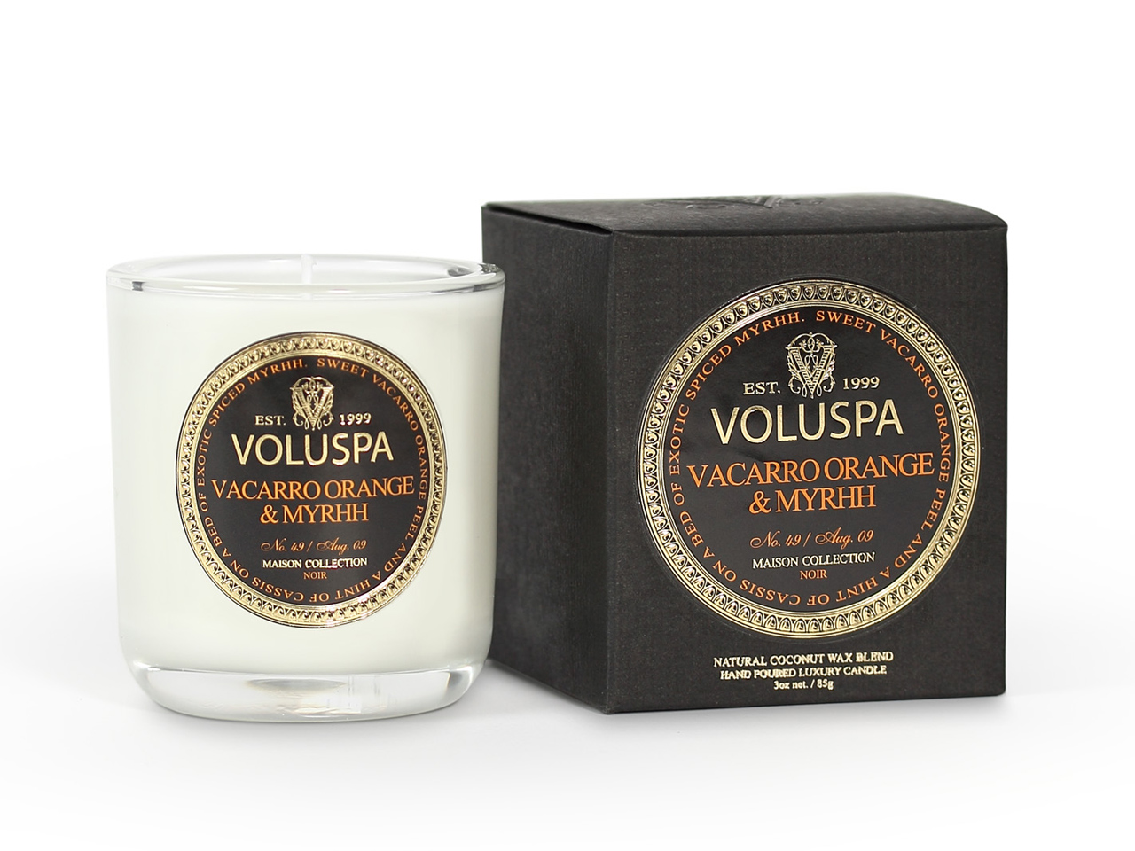 Voluspa Maison Noir Classic Candle Vacarro Orange & Myrhh Votive