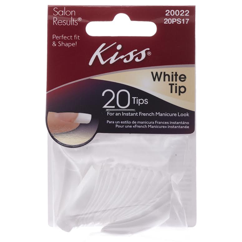 Kiss 20 White Tip In Poly Bag